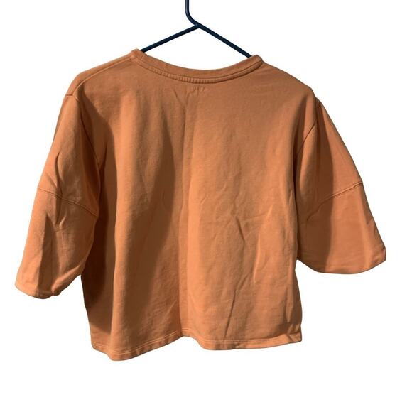 ABLE Women's Cropped Fleece Sweatshirt Size S Apricot Orange Pastel Athleisure - Picture 2 of 6
